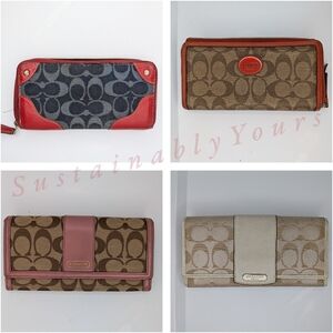 Coach Wallets Lot of 4 Signature Canvas Leather Zip Folding Snap Wallet Bundle